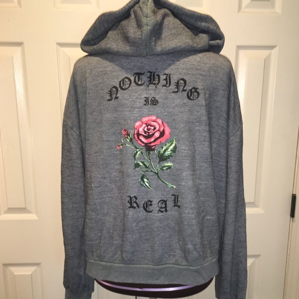 "Nothing Is Real" Dark Gray cotton hoodie